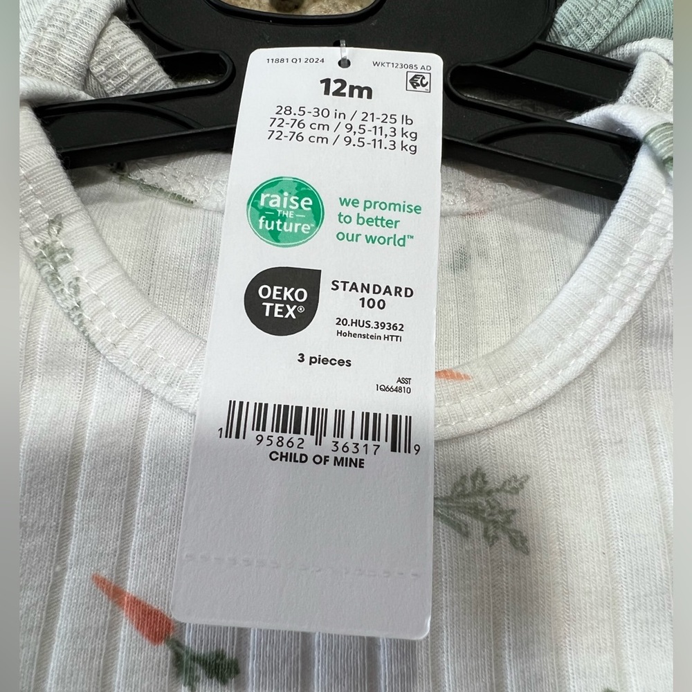 NWT Carter's Child of Mine Baby Unisex Bodysuits, 3-Pack, 12m - Picture 11 of 12